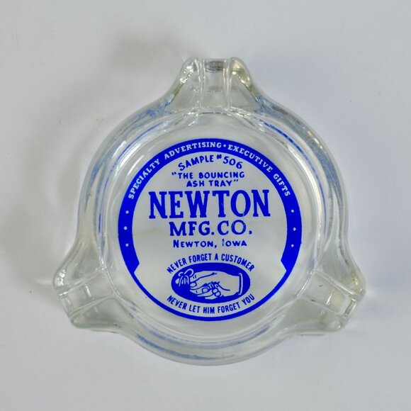Newton MFG Co. Clear Glass Ashtray Ash Tray Vintage - Picture 1 of 3